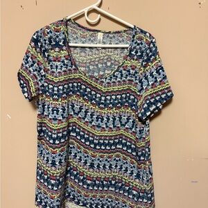 LuLaRoe Multicolor Patterned Short Sleeve Top